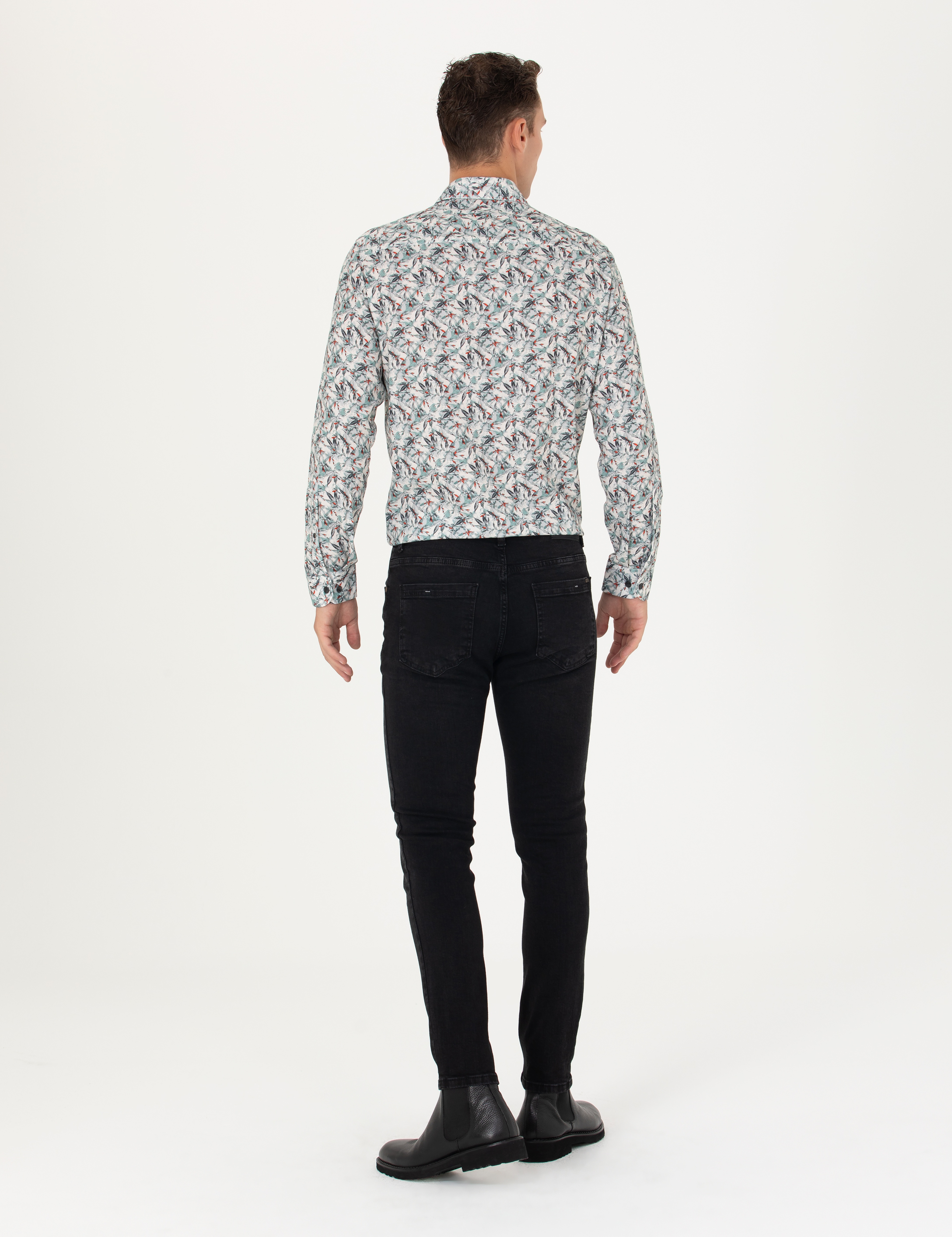 Siyah Slim Fit Jean Pantolon - Image 4