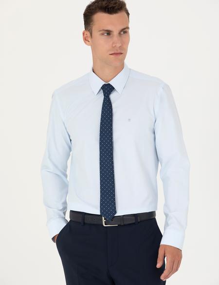 Açık Mavi Slim Fit Uzun Kollu Basic Gömlek - 50275622001