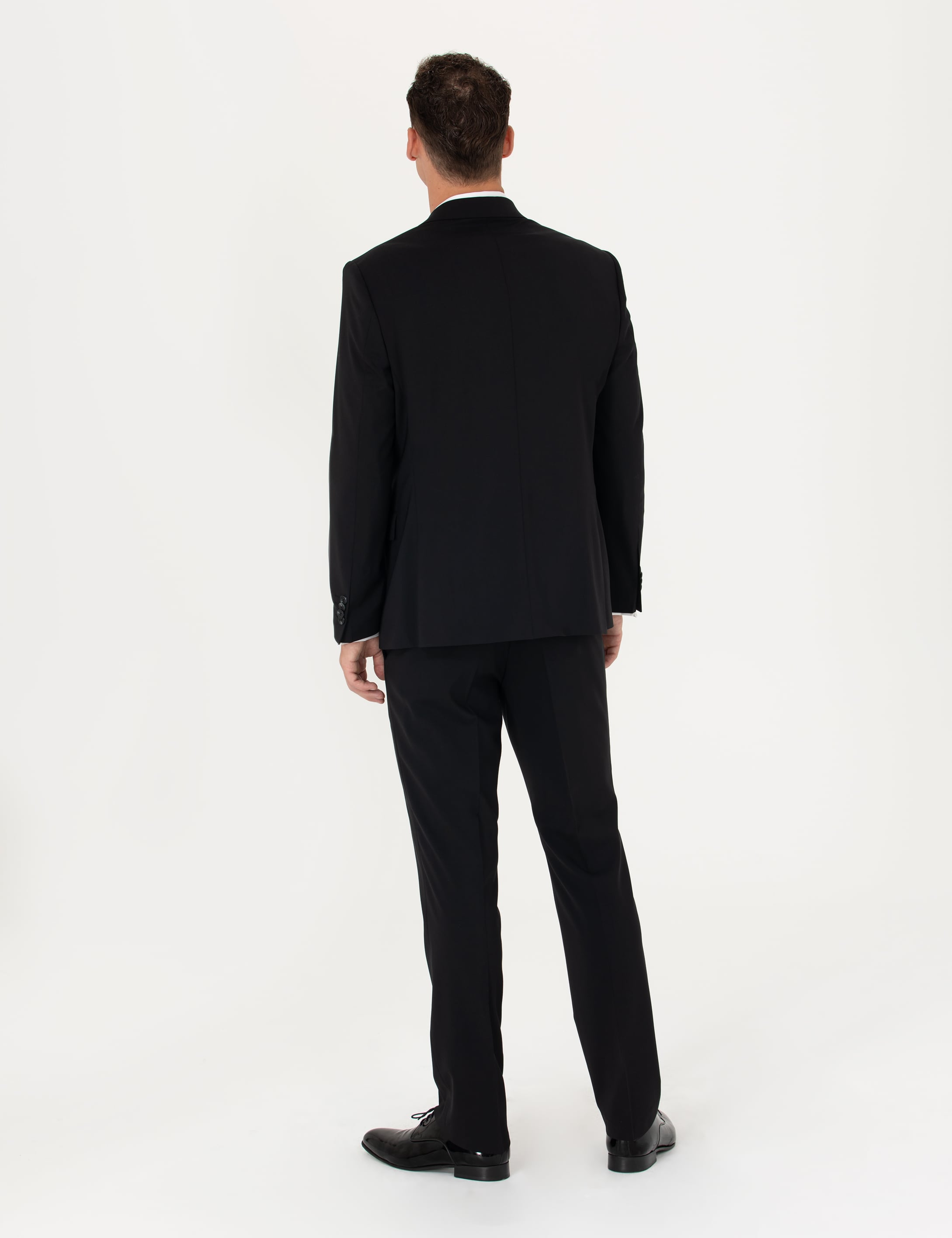 Siyah Slim Fit Yün Karışımlı Takım Elbise - Image 5