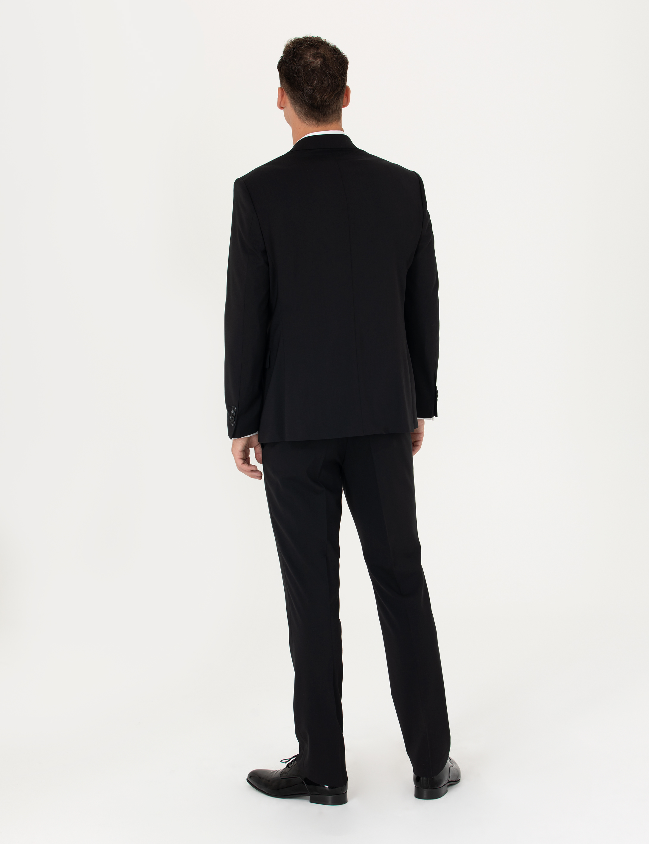 Siyah Slim Fit Yün Karışımlı Takım Elbise