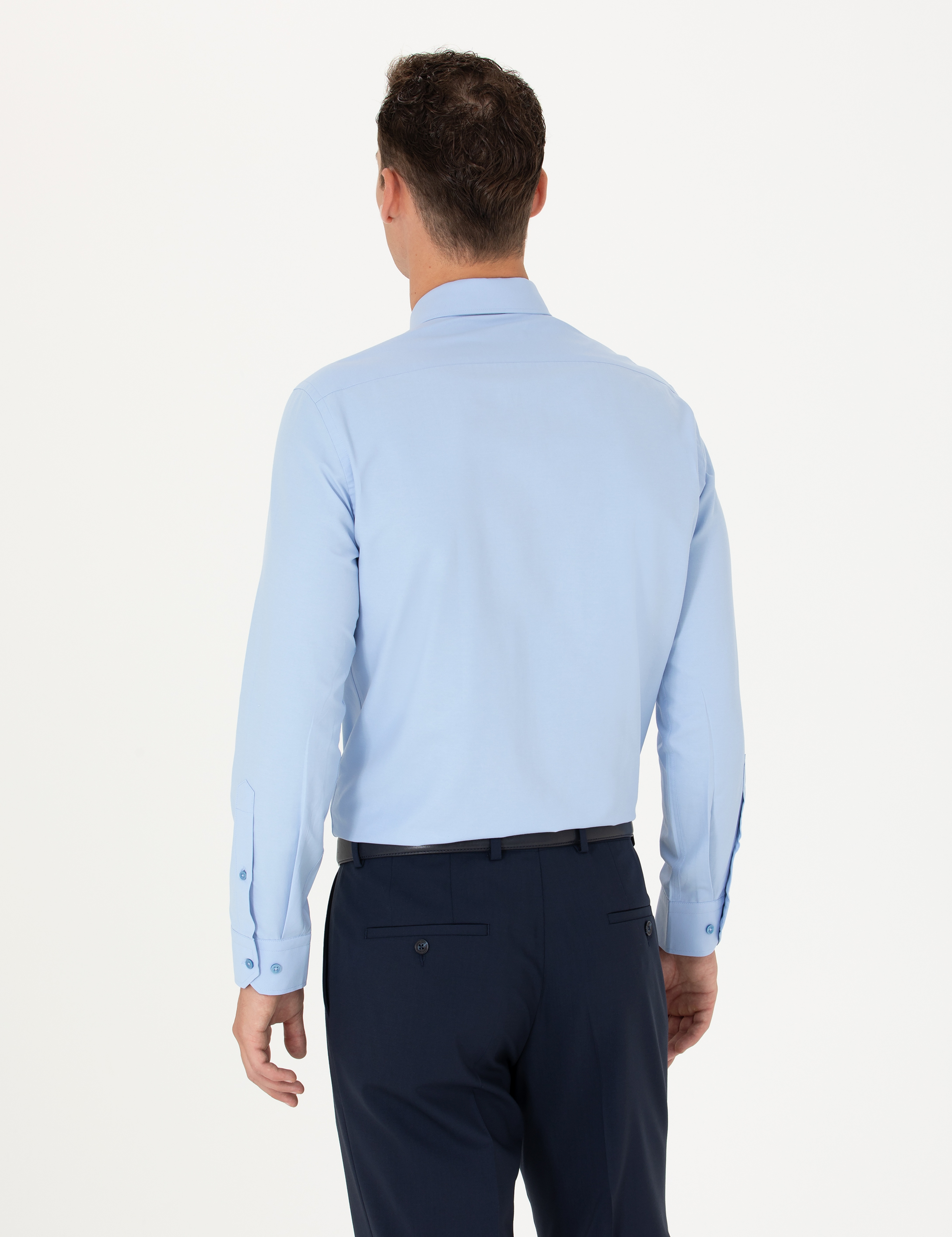 Mavi Slim Fit Uzun Kollu Basic Gömlek - Image 5