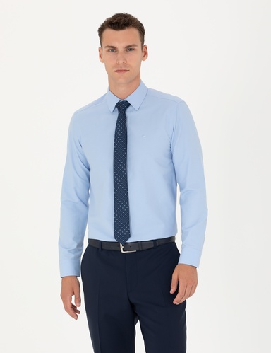 Mavi Slim Fit Uzun Kollu Basic Gömlek