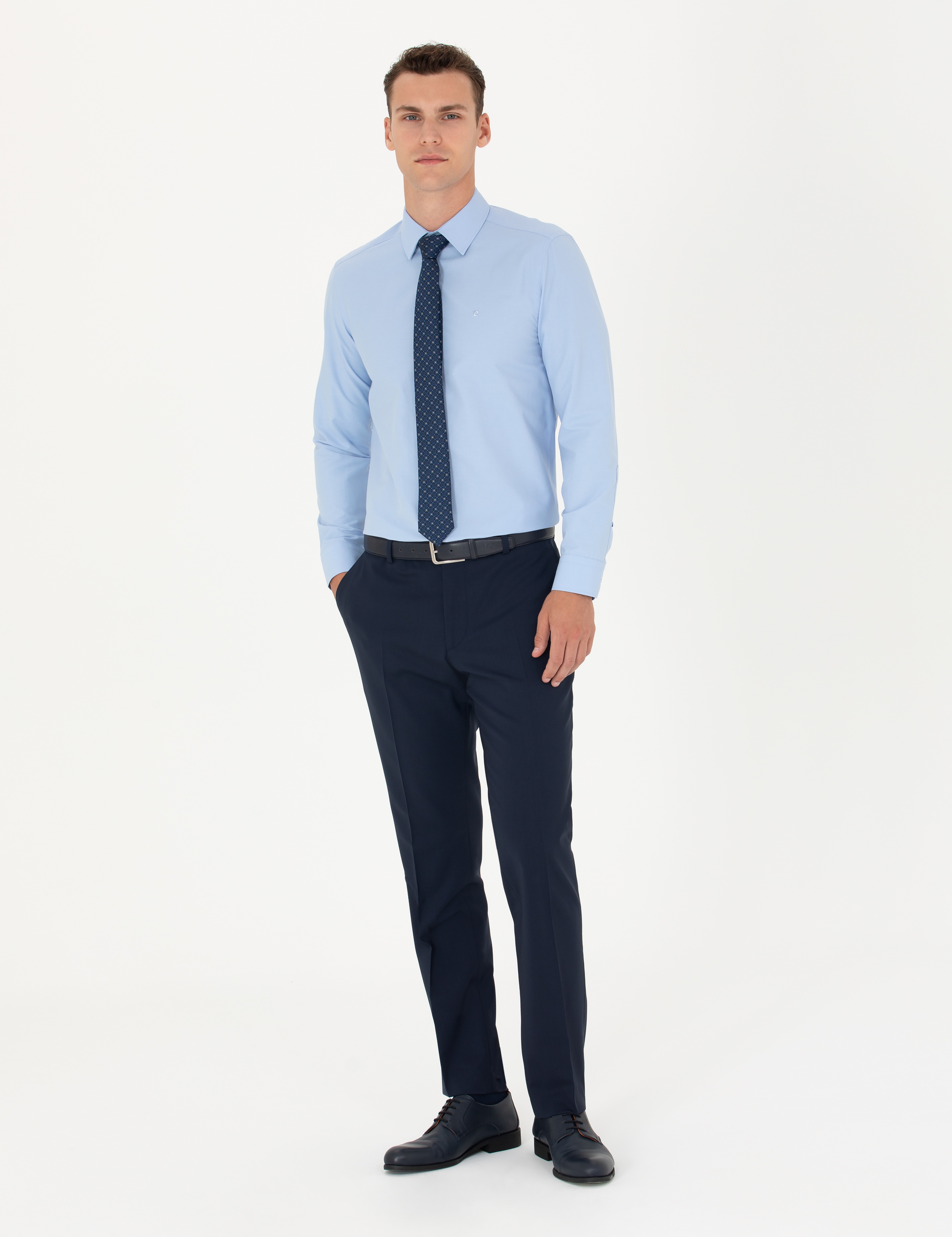 Mavi Slim Fit Uzun Kollu Basic Gömlek - Image 4