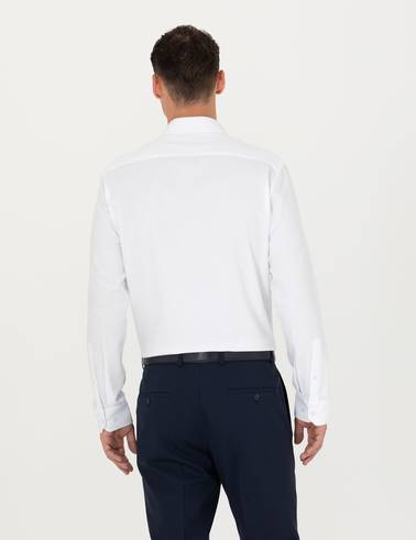 Beyaz Slim Fit Uzun Kollu Gömlek