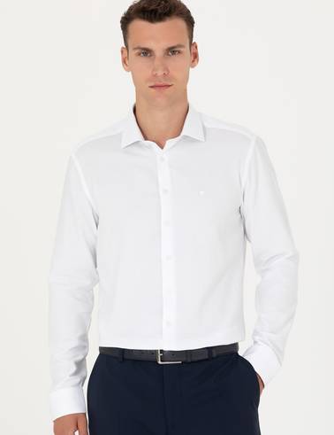 Beyaz Slim Fit Uzun Kollu Gömlek