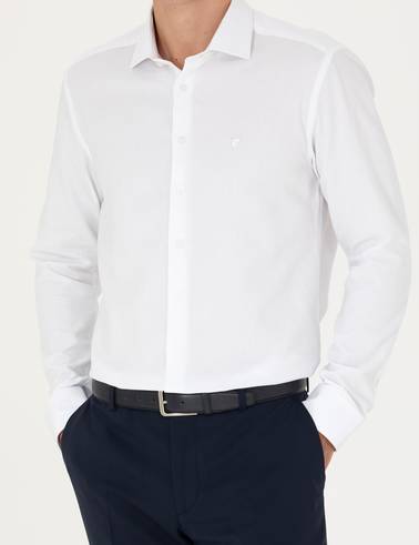 Beyaz Slim Fit Uzun Kollu Gömlek