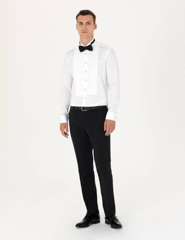 Beyaz Slim Fit Smokin Gömlek