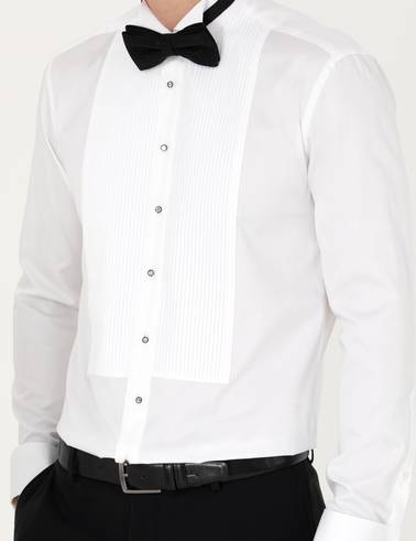Beyaz Slim Fit Smokin Gömlek
