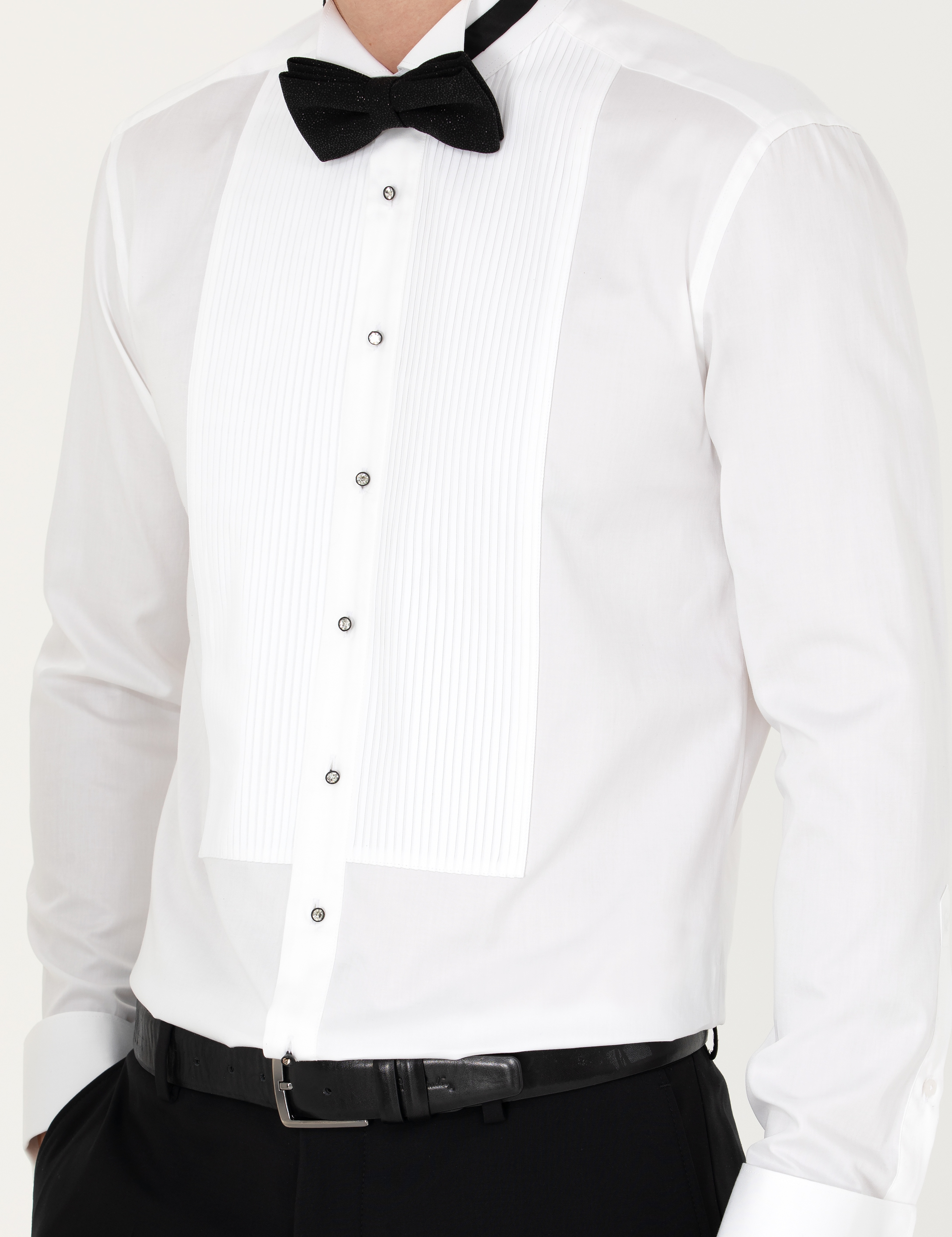 Beyaz Slim Fit Smokin Gömlek