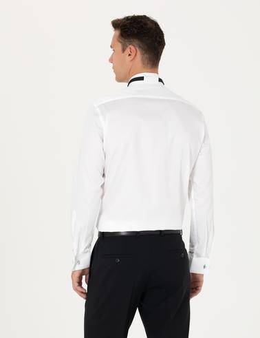 Beyaz Slim Fit Smokin Gömlek