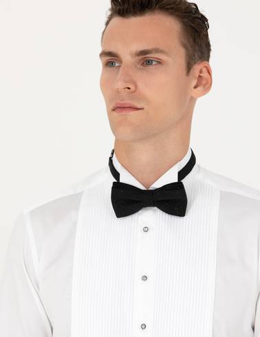Beyaz Slim Fit Smokin Gömlek