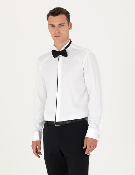 Beyaz Slim Fit Smokin Gömlek - 50277130005