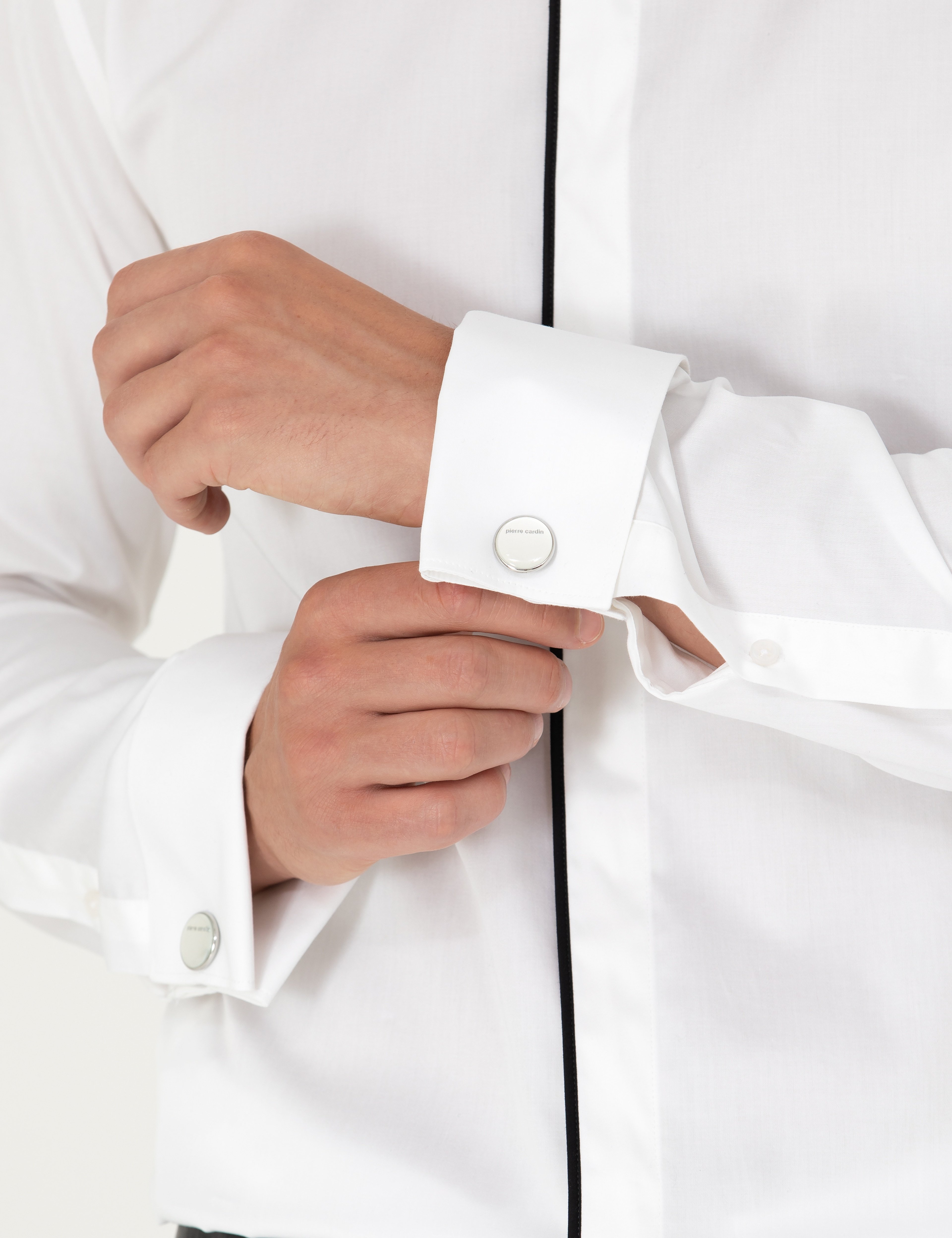 Beyaz Slim Fit Smokin Gömlek - Image 7
