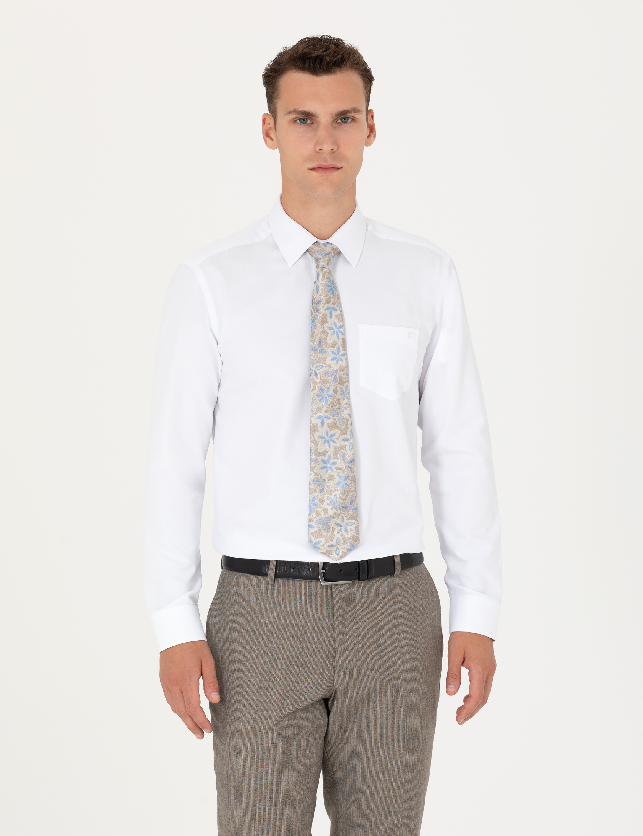 Pierre Cardin Beyaz Regular Fit Uzun Kollu Basic Gömlek görsel 3