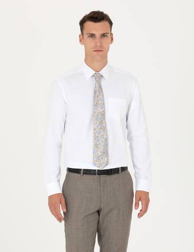 Beyaz Regular Fit Uzun Kollu Basic Gömlek