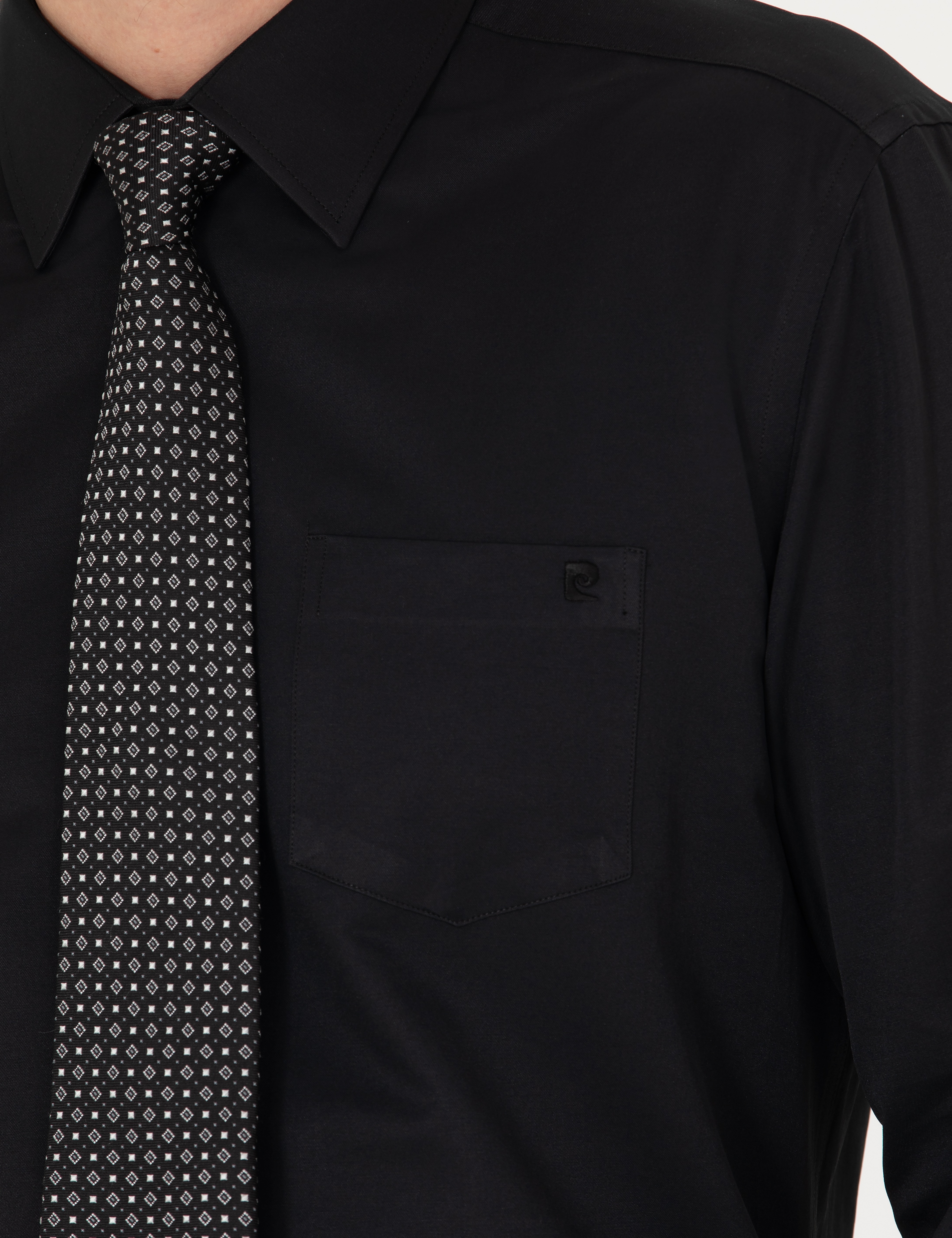 Siyah Regular Fit Uzun Kollu Basic Gömlek - Image 7