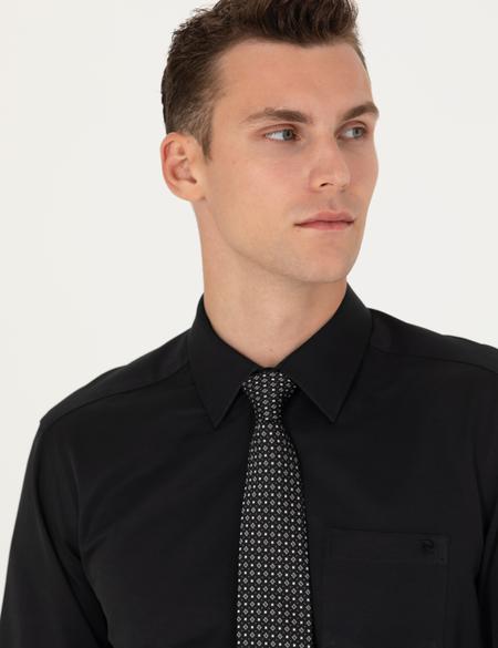 Siyah Regular Fit Uzun Kollu Basic Gömlek - 50277764010