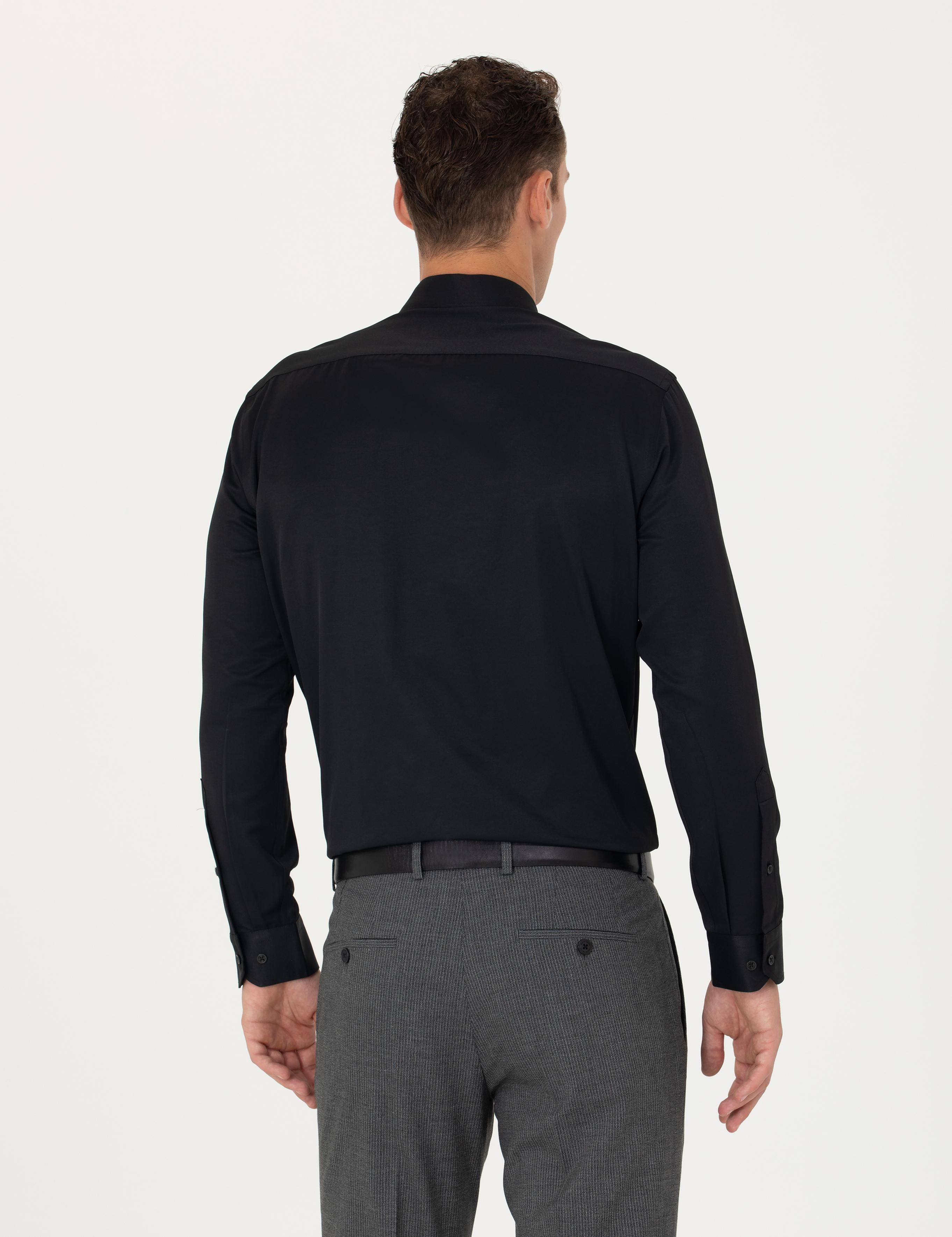 Siyah Regular Fit Uzun Kollu Basic Gömlek
