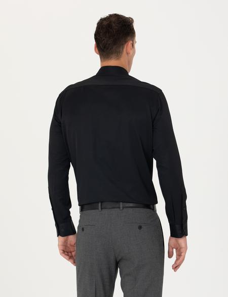 Siyah Regular Fit Uzun Kollu Basic Gömlek - 50277764010