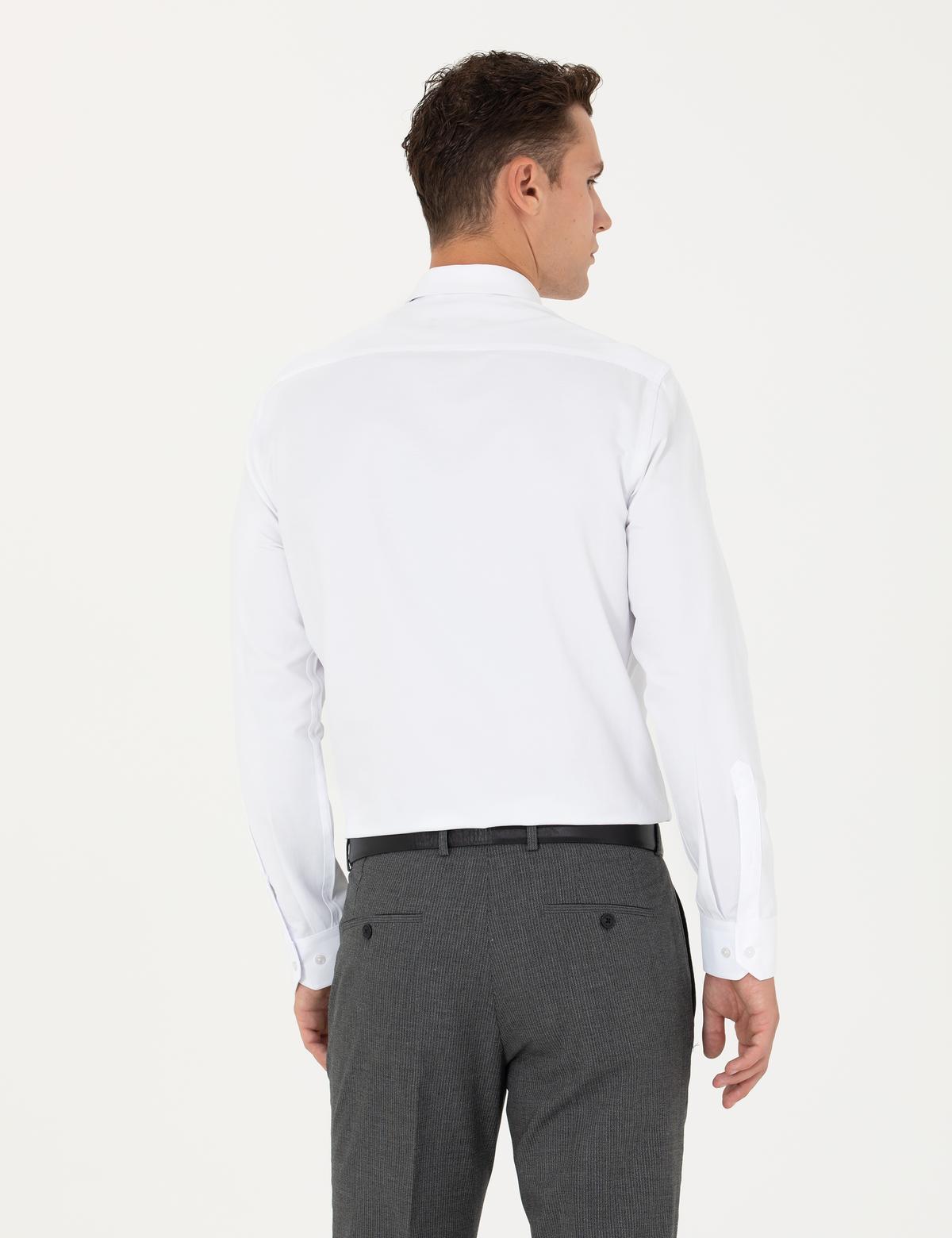 Beyaz Slim Fit Uzun Kollu Basic Gömlek - 50277778001