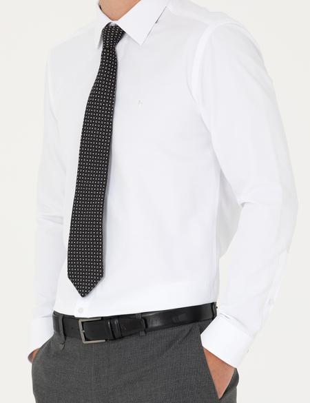 Beyaz Slim Fit Uzun Kollu Basic Gömlek - 50277778001