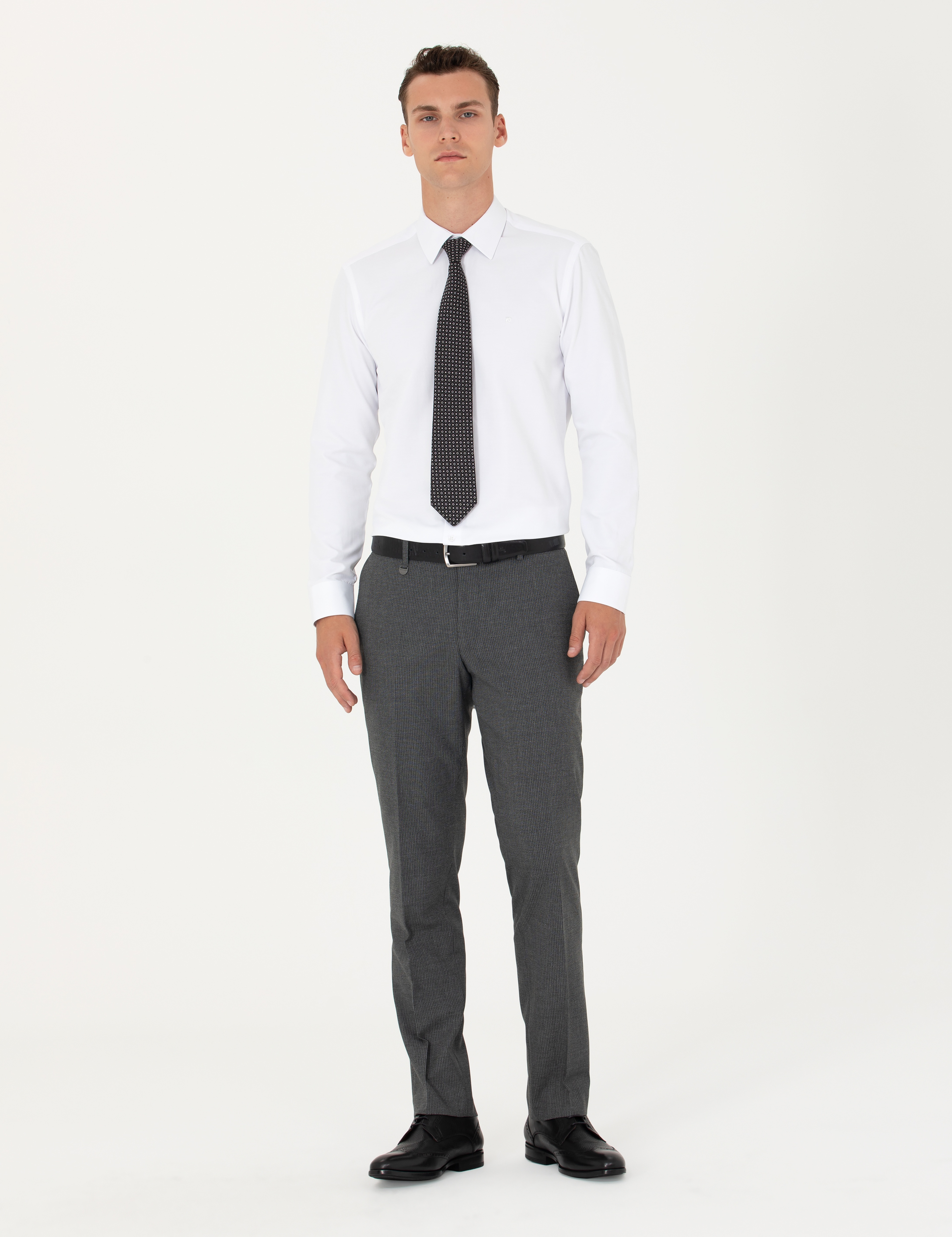 Beyaz Slim Fit Uzun Kollu Basic Gömlek - Image 4
