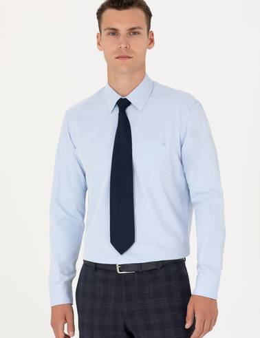 Açık Mavi Regular Fit Uzun Kollu Basic Gömlek