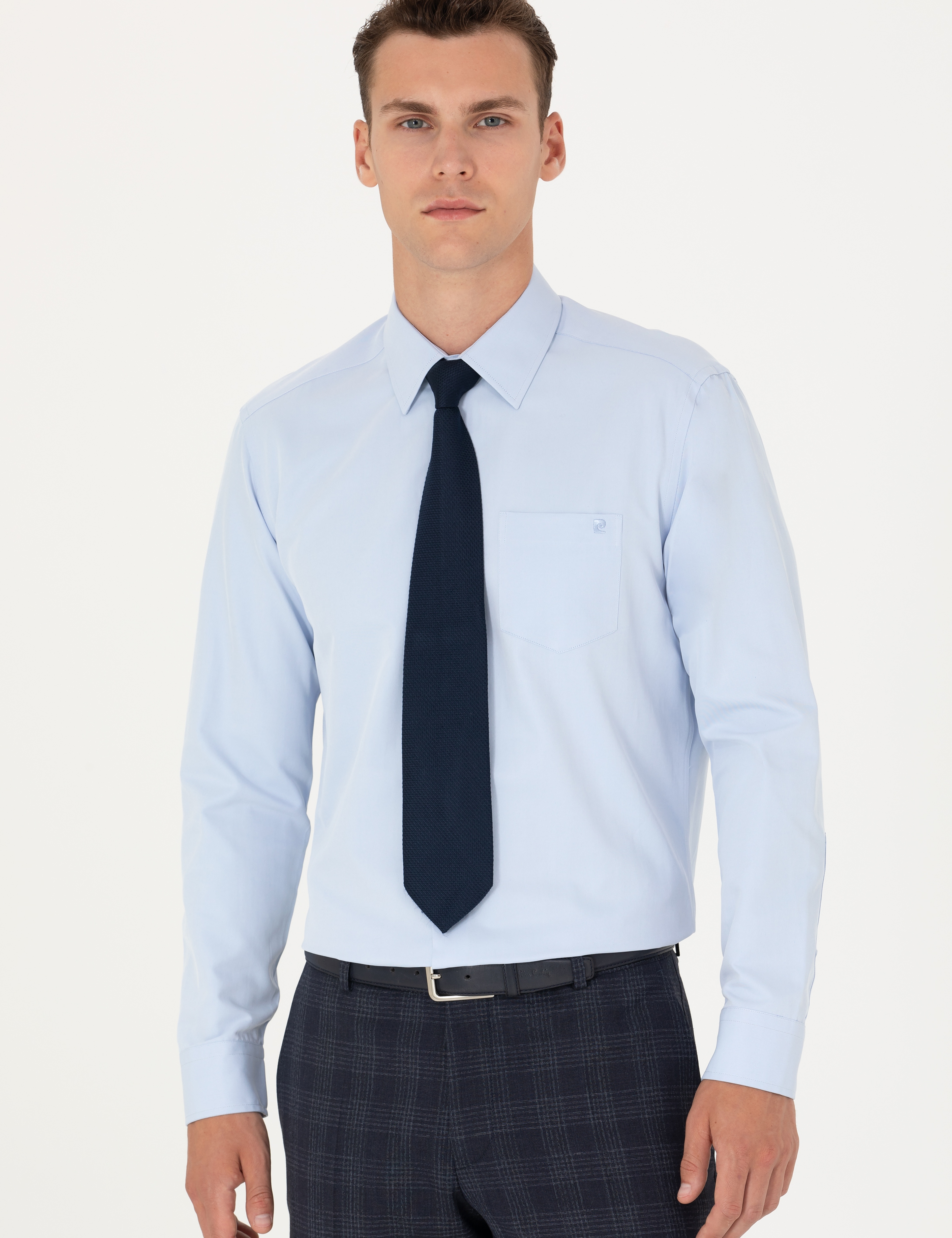 Açık Mavi Regular Fit Uzun Kollu Basic Gömlek - Image 3