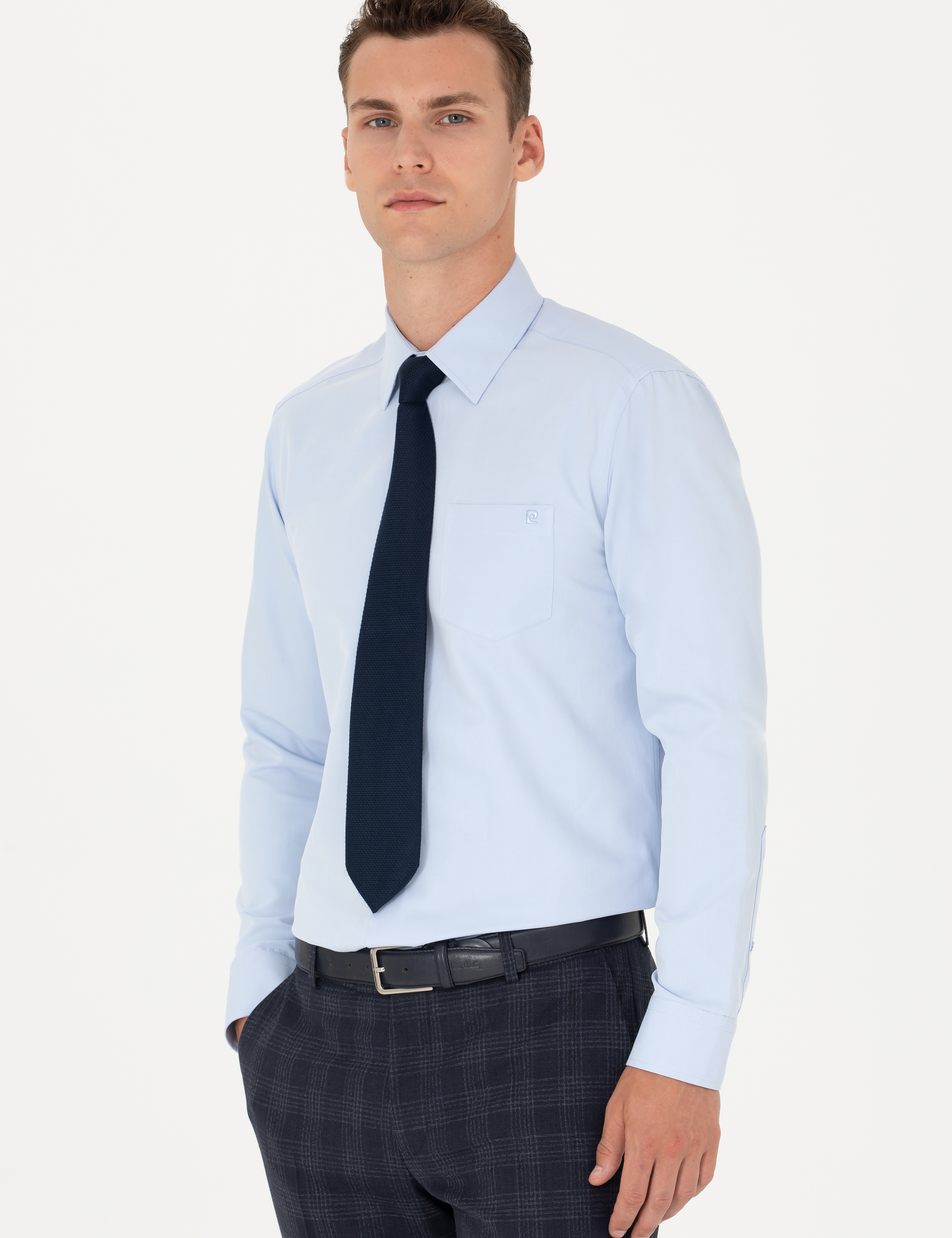 Açık Mavi Regular Fit Uzun Kollu Basic Gömlek - Image 1