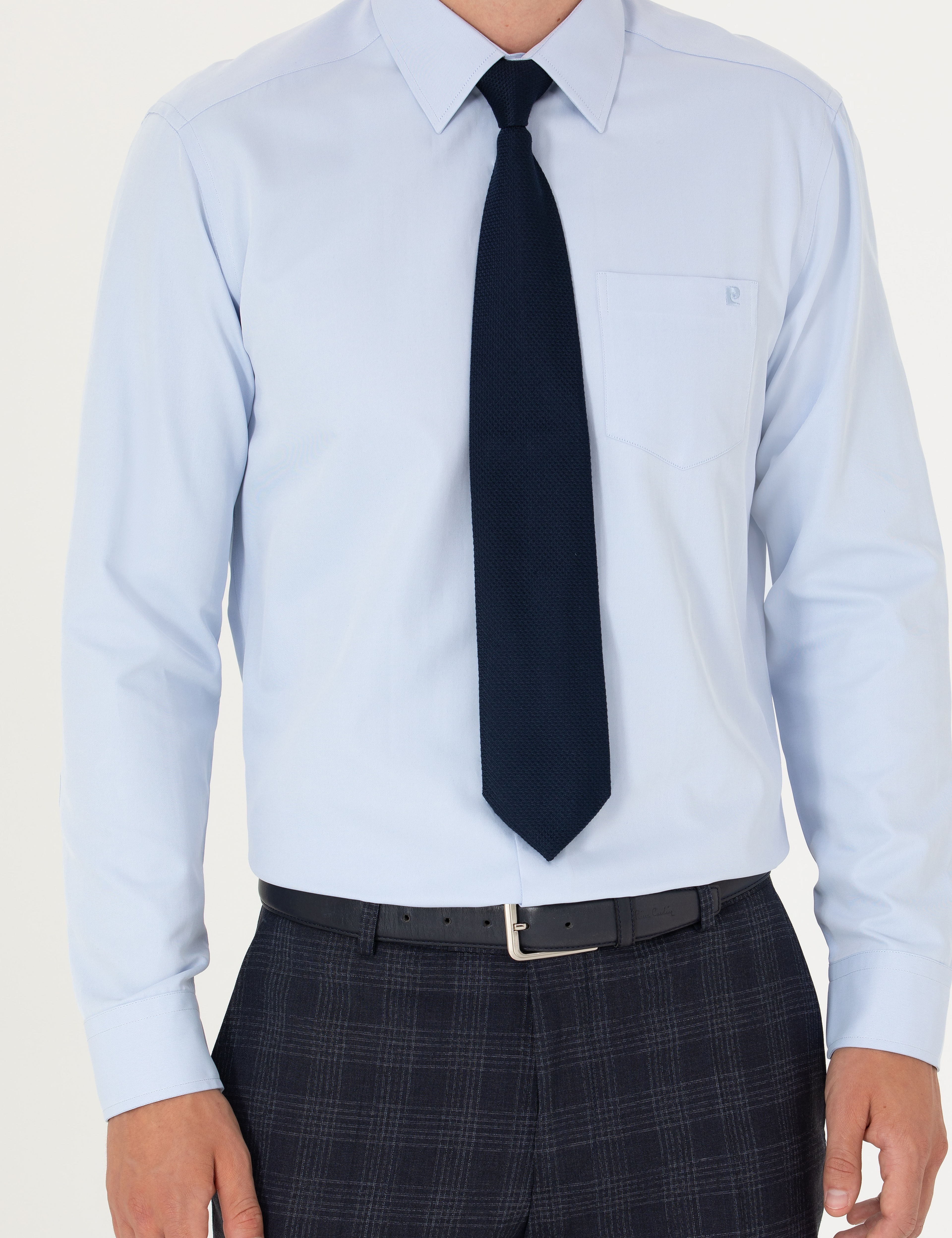 Açık Mavi Regular Fit Uzun Kollu Basic Gömlek - Image 6