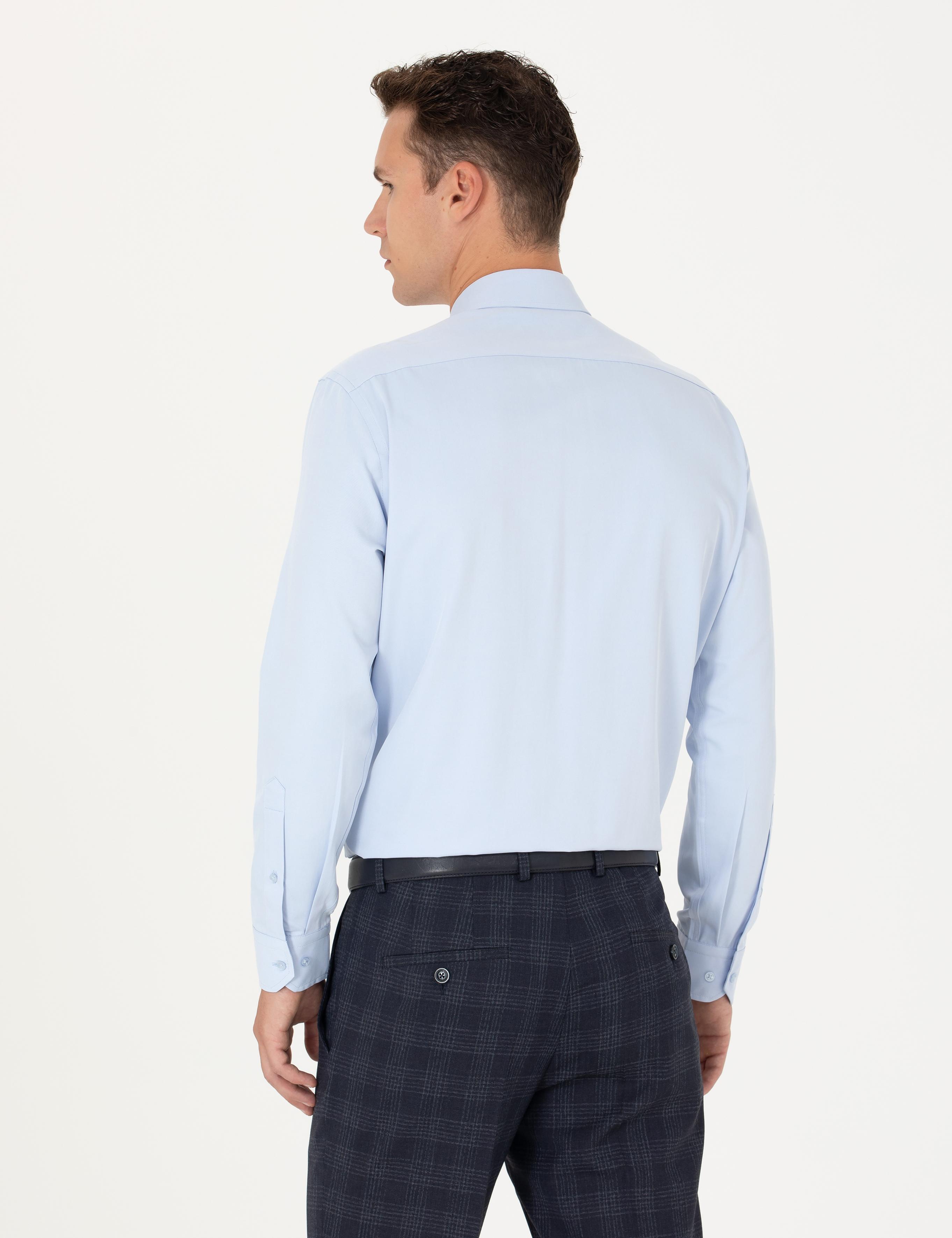 Açık Mavi Regular Fit Uzun Kollu Basic Gömlek