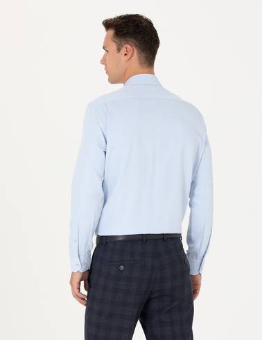 Açık Mavi Regular Fit Uzun Kollu Basic Gömlek