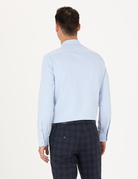 Açık Mavi Slim Fit Uzun Kollu Basic Gömlek - 50277778020