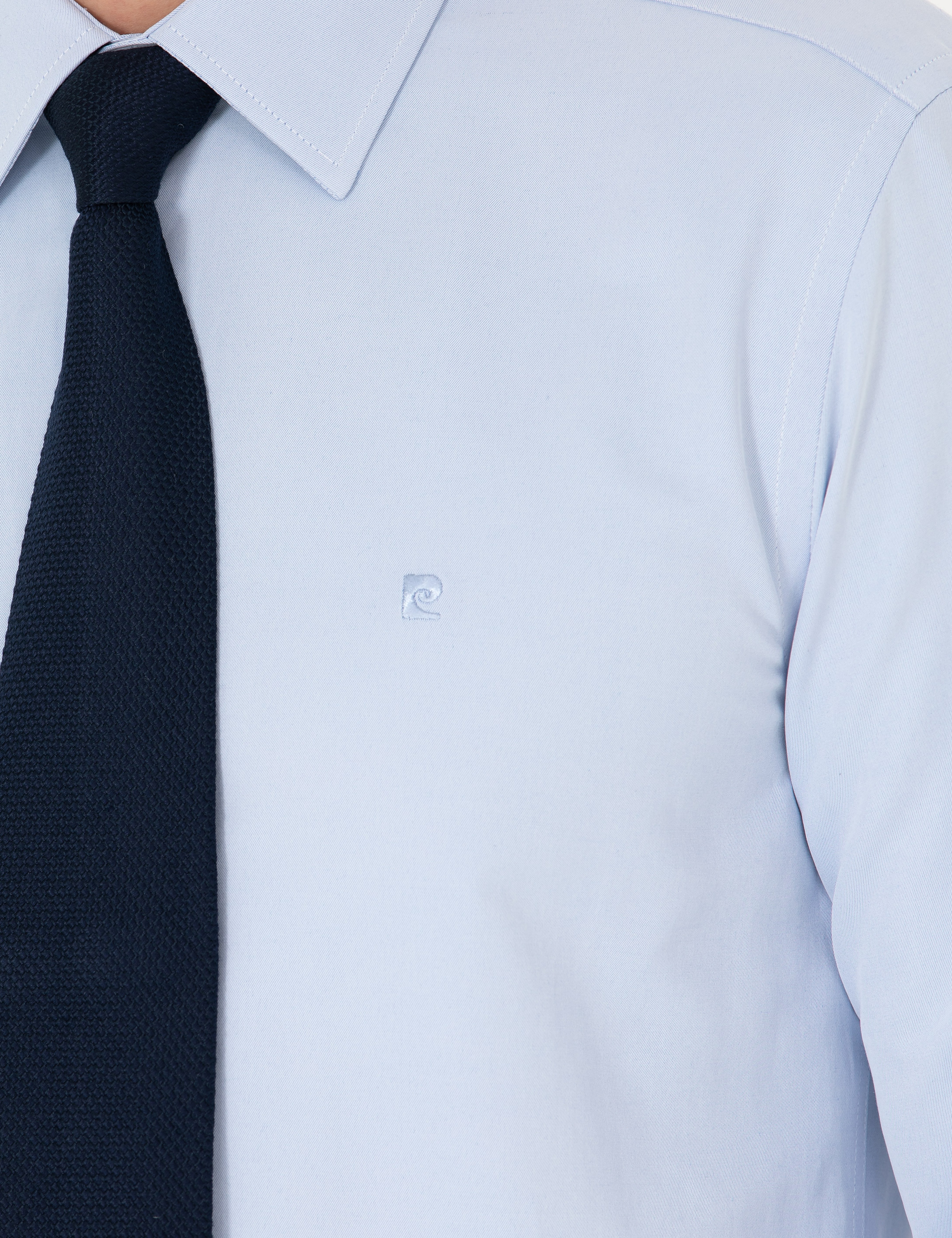 Açık Mavi Slim Fit Uzun Kollu Basic Gömlek