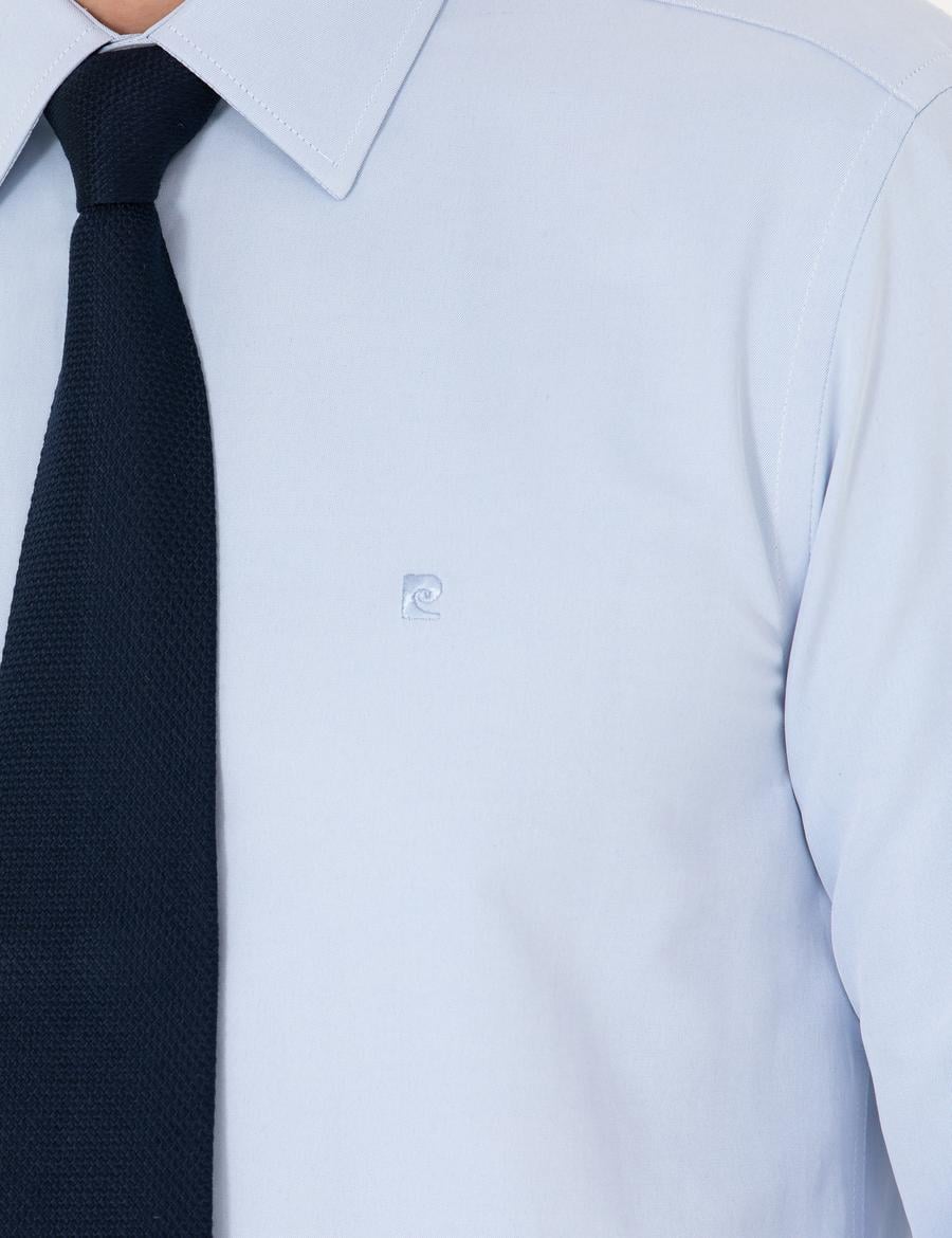 Açık Mavi Slim Fit Uzun Kollu Basic Gömlek