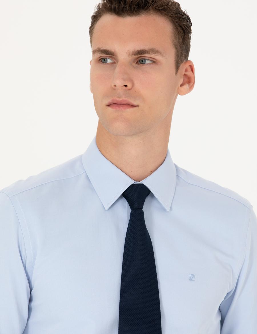 Açık Mavi Slim Fit Uzun Kollu Basic Gömlek