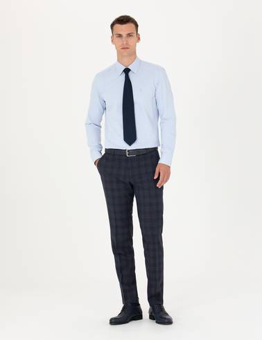 Açık Mavi Slim Fit Uzun Kollu Basic Gömlek
