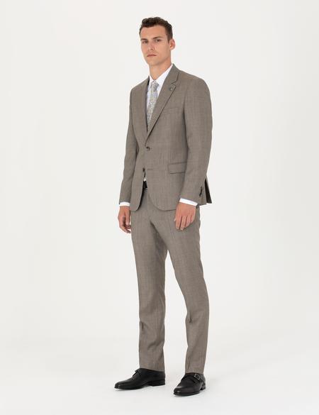 %100 Yün Bej Slim Fit Takım Elbise - 50273450053