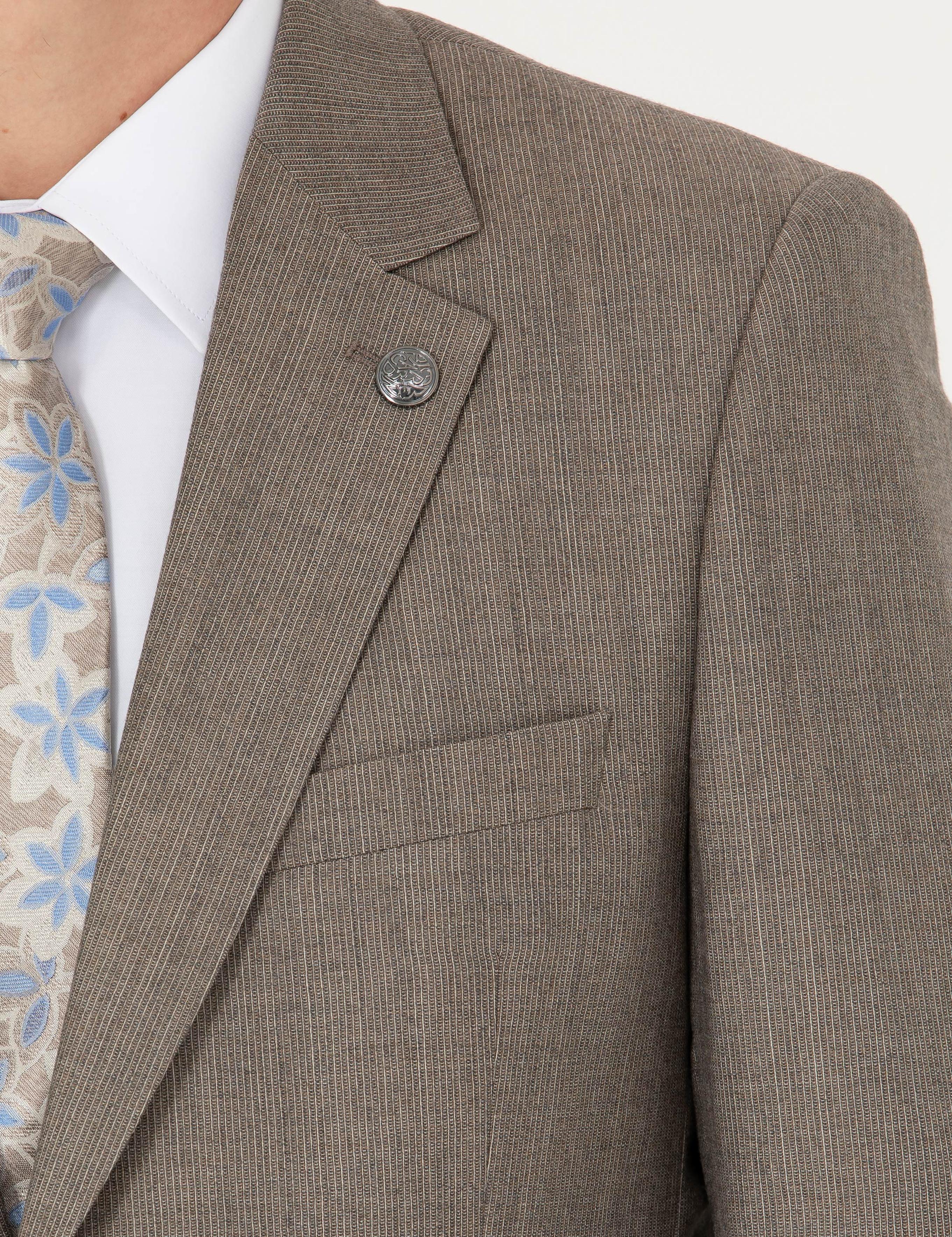 %100 Yün Bej Slim Fit Takım Elbise