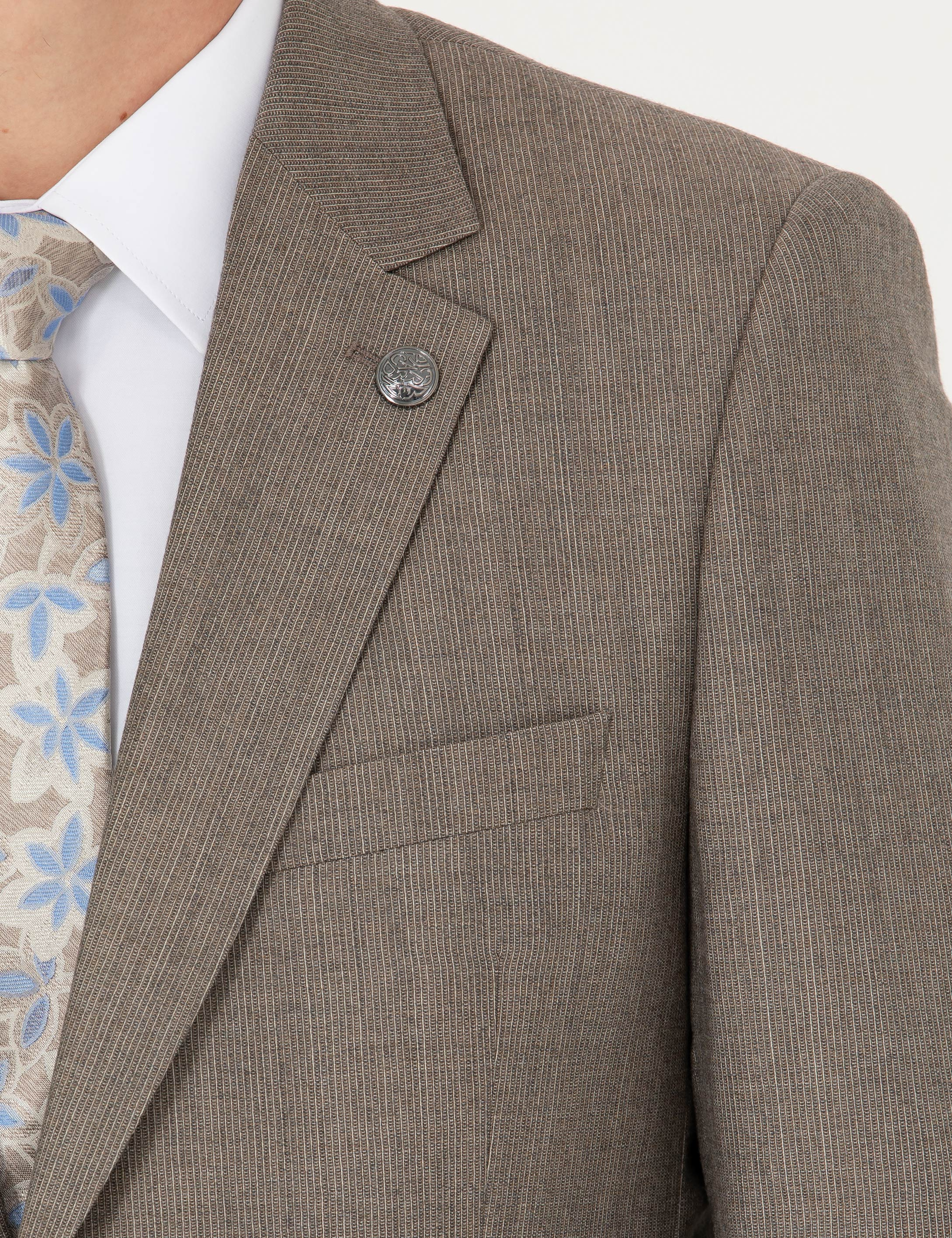 %100 Yün Bej Slim Fit Takım Elbise - Image 7