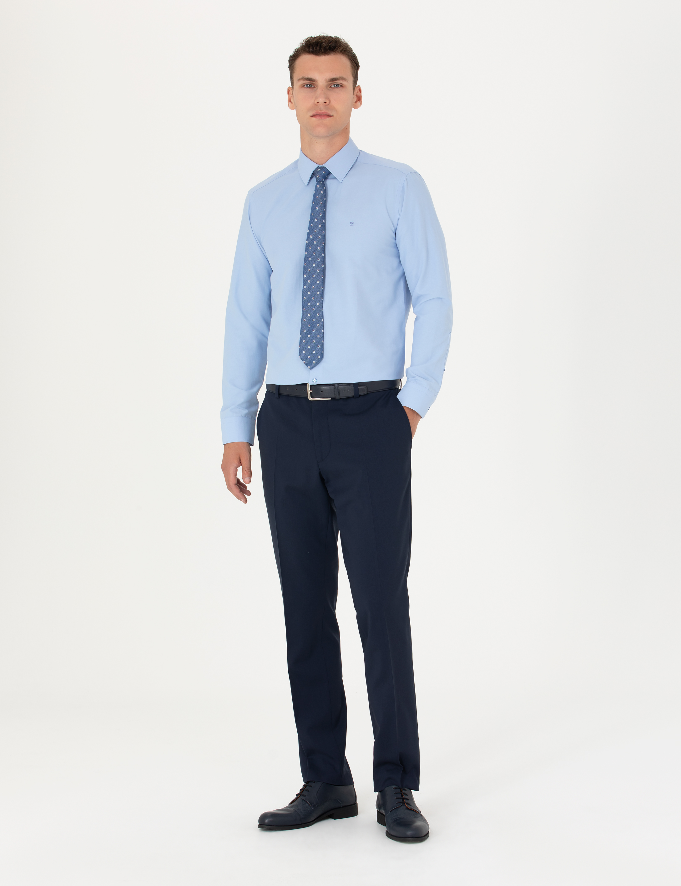 Mavi Regular Fit Uzun Kollu Basic Gömlek - Image 4