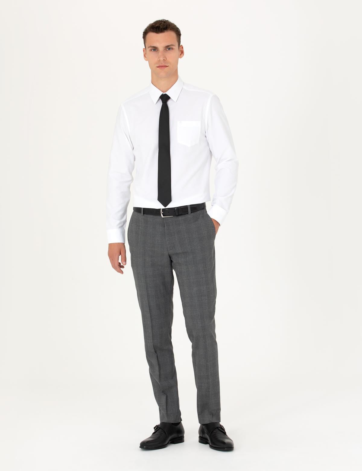 Beyaz Regular Fit Uzun Kollu Basic Gömlek - 50277763009