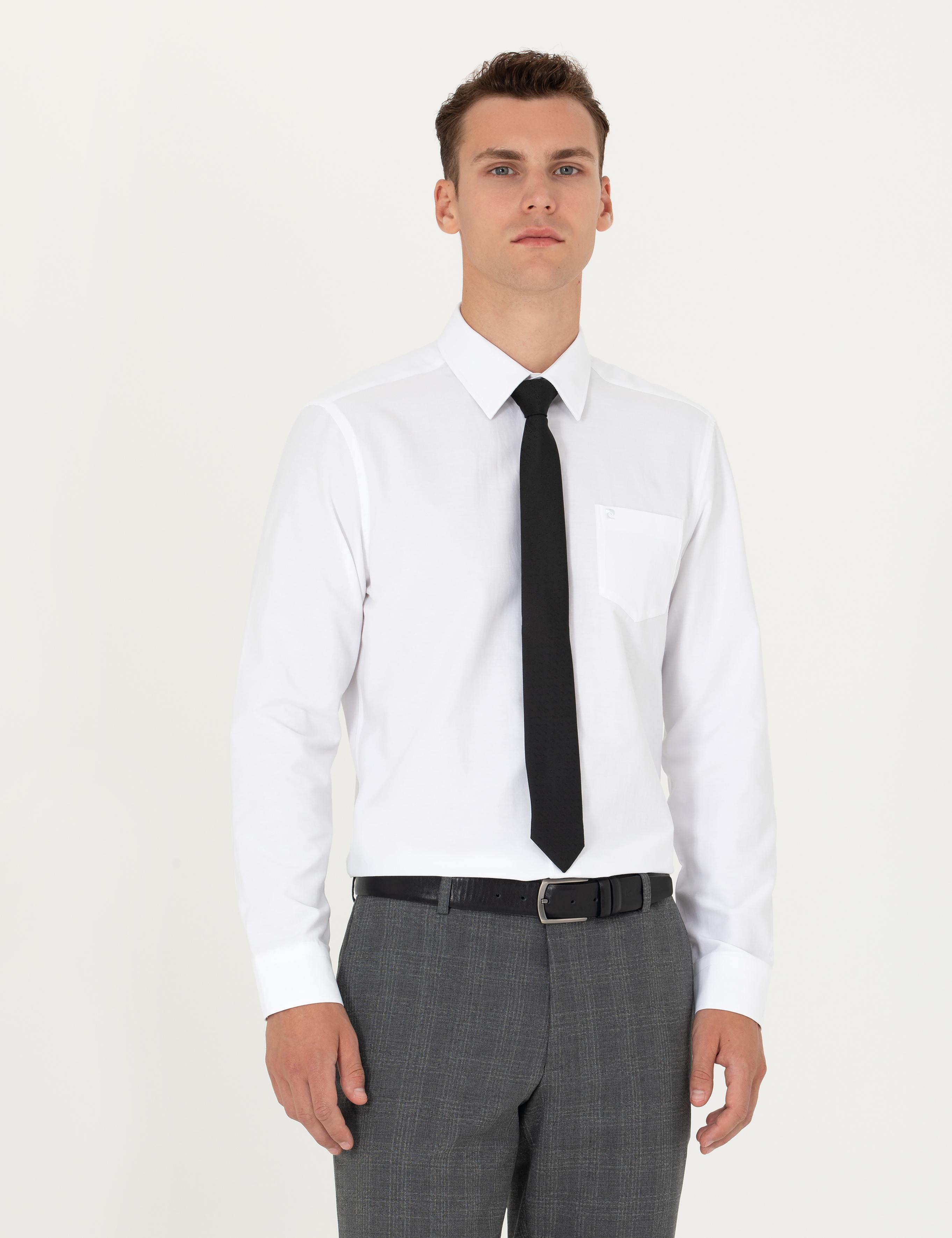 Beyaz Regular Fit Uzun Kollu Basic Gömlek