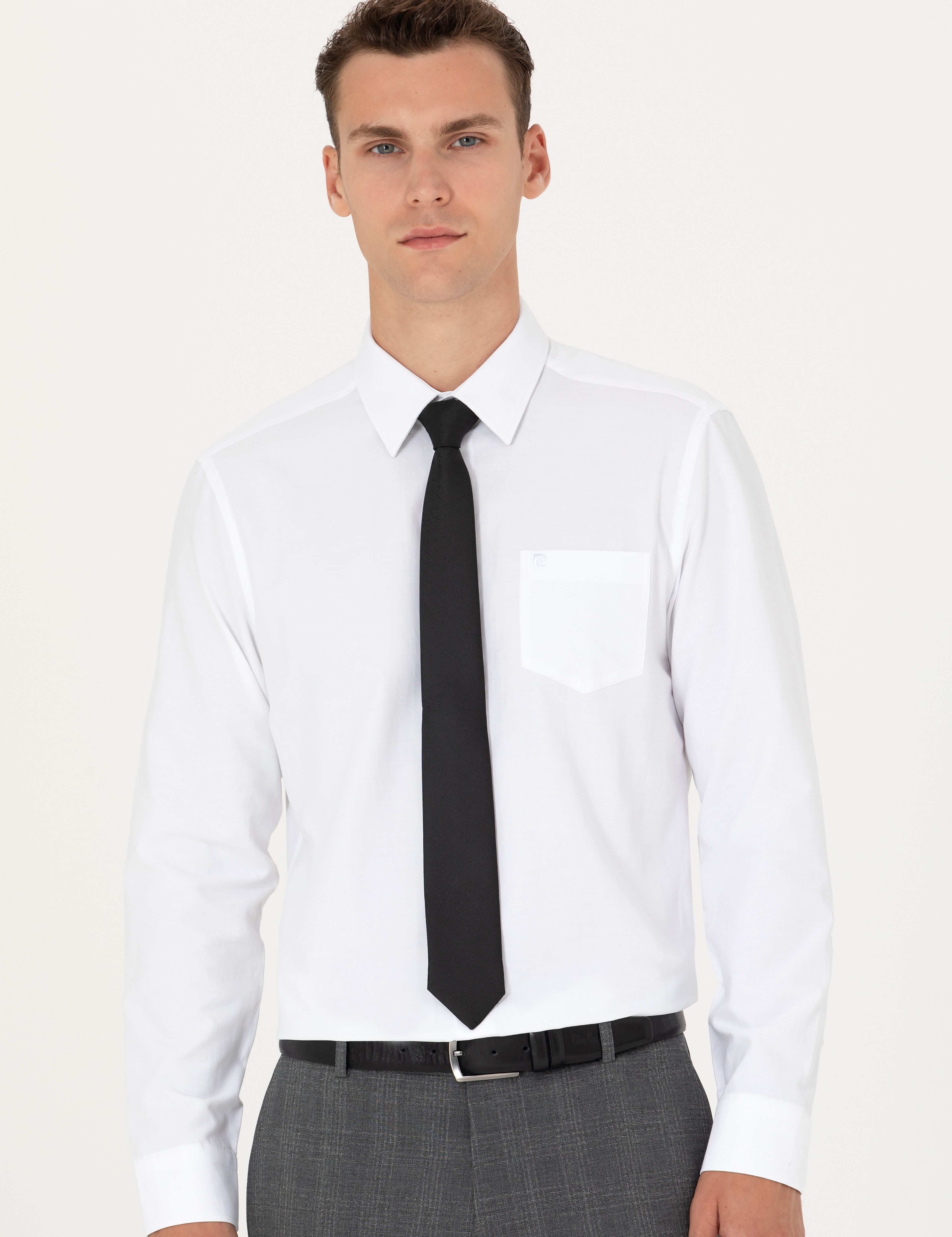Beyaz Regular Fit Uzun Kollu Basic Gömlek - Image 1