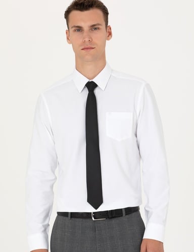Beyaz Regular Fit Uzun Kollu Basic Gömlek