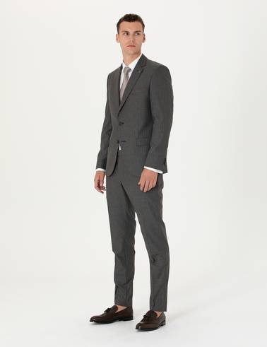 Kahverengi Çizgili Ex.Slim Fit Takım Elbise