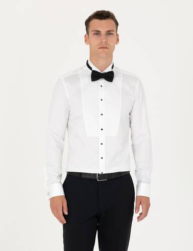 Beyaz Ex. Slim Fit Smokin Gömlek