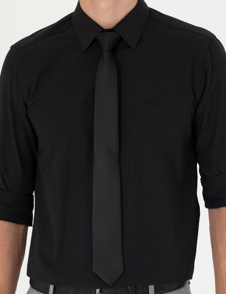 Siyah Slim Fit Uzun Kollu Klasik Gömlek - 50275816023