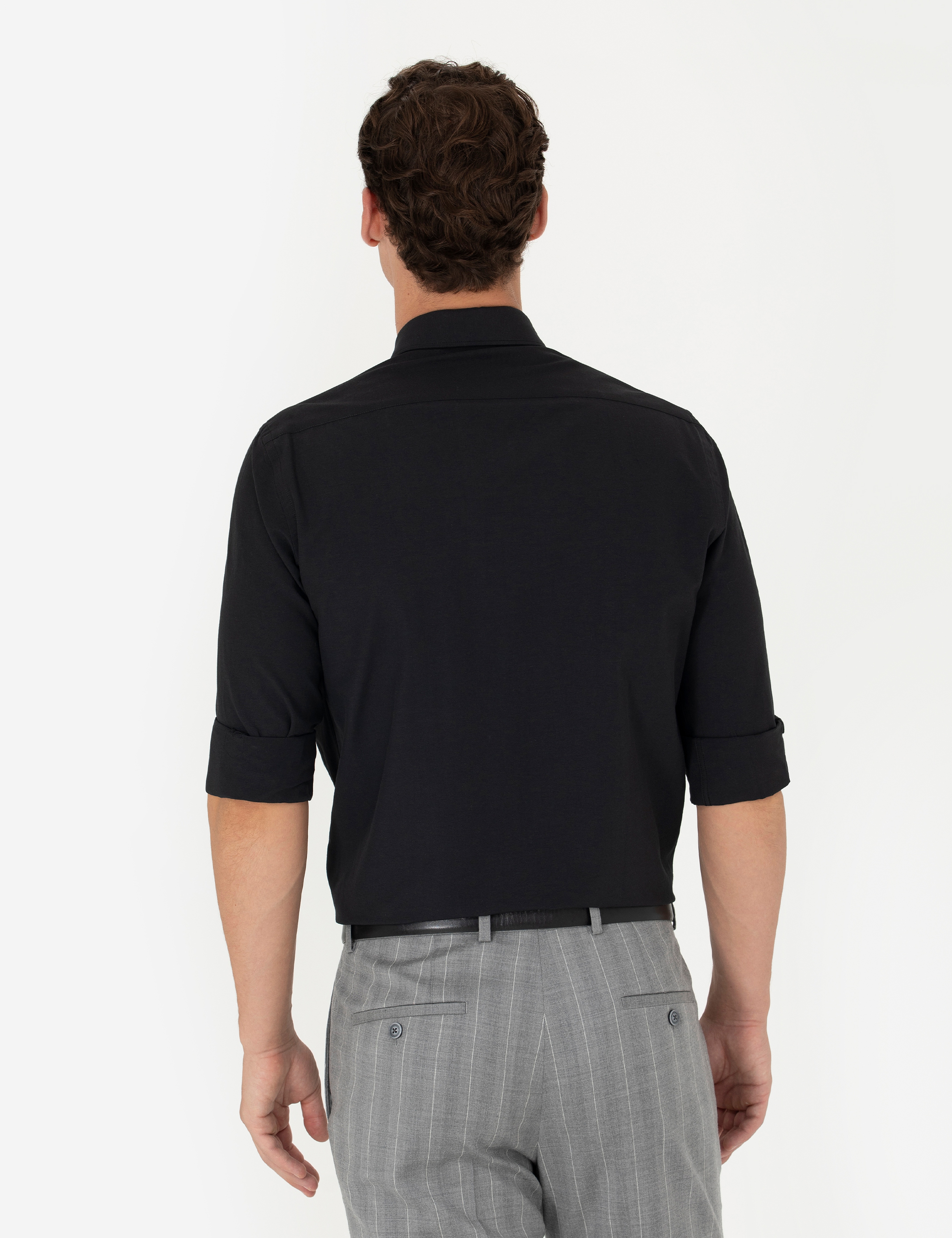 Siyah Slim Fit Uzun Kollu Klasik Gömlek