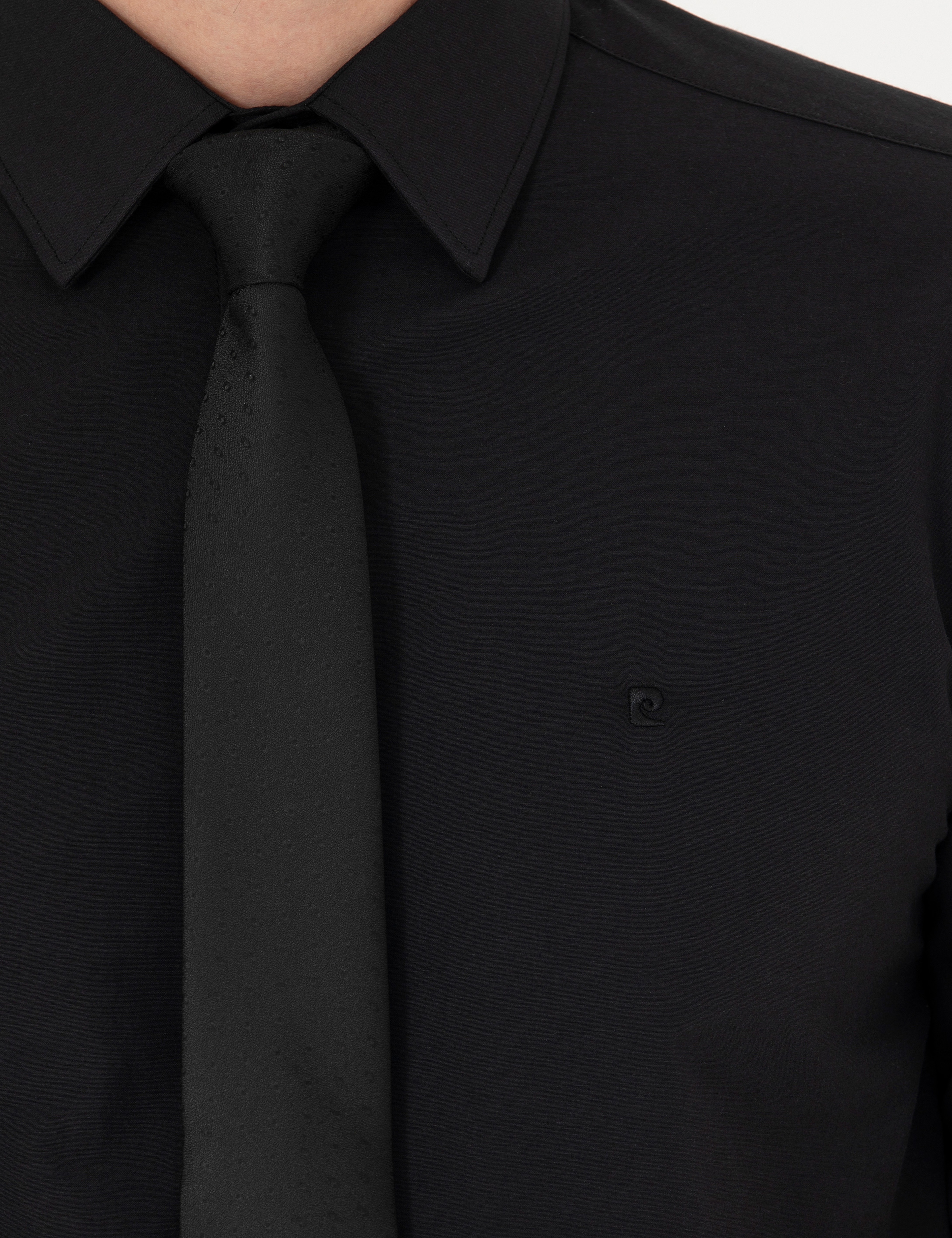 Siyah Slim Fit Uzun Kollu Klasik Gömlek - Image 7
